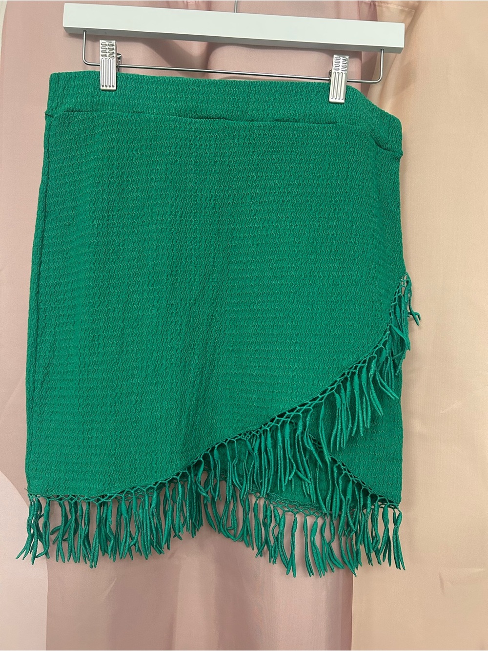 Green Fringe Knit Skirt